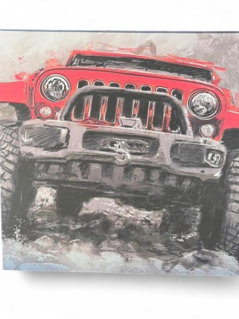 Red Off-Road Jeep Wall Art Canvas
